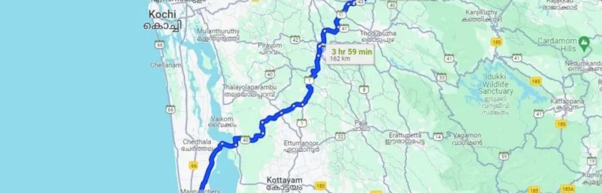 Alleppey to Munnar-Distance, Routes and Timings in Taxi, Bus and Train